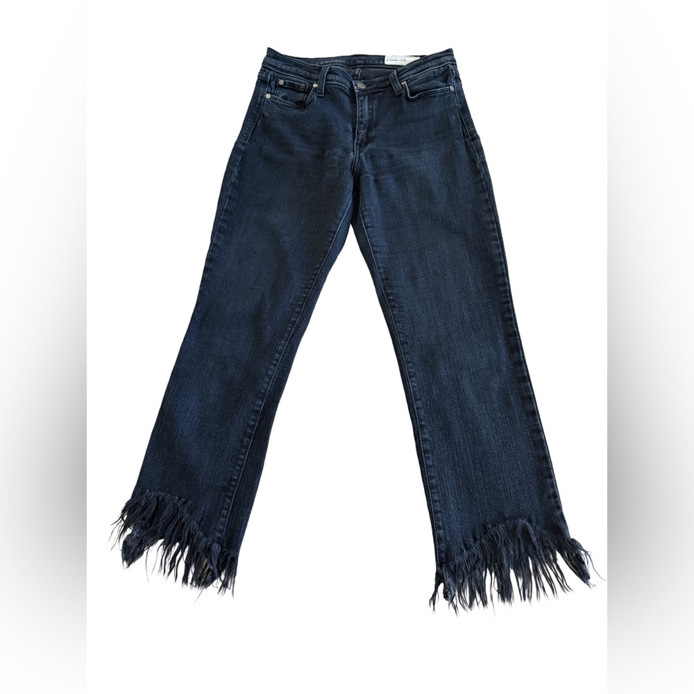 PISTOLA Mid Rise Dark Wash Denim Jeans Cropped With A Frayed Hem Size 26 28x26